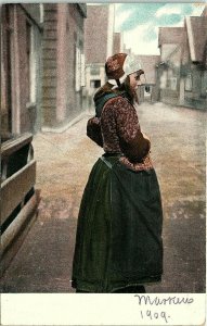 c1910 Working Pregnant Woman in Street View Marken Series 429 Postcard 14-35