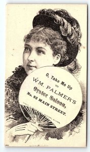 c1880 W.M. PALMER'S OYSTER SALOON VICTORIAN TRADE CARD P1726