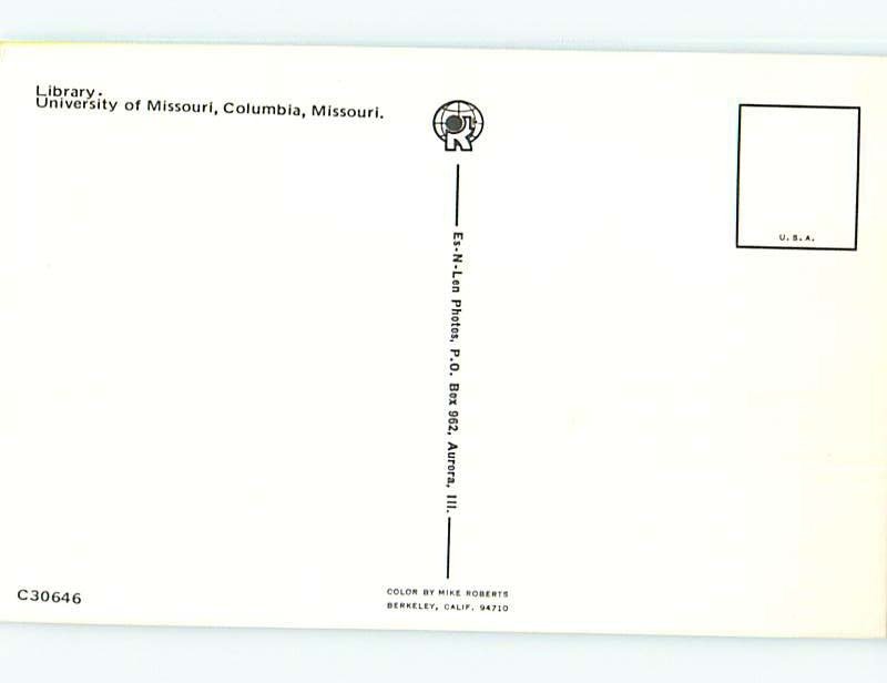 Unused Pre-1980 LIBRARY AT UNIVERSITY OF MISSOURI Columbia Missouri MO L6344@