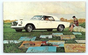 1963 STUDEBAKER GRAN TURISMO HAWK  Car Advertising  Postcard