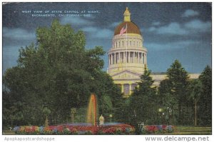 West View Of State Capitol At Night Sacramento California