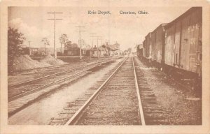 ERIE DEPOT CRESTON OHIO TRAIN DEPOT POSTCARD (c. 1910)