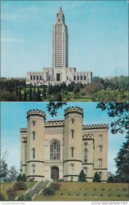 Louisiana Baton Rouge The Old and New State Capitol Buildings 1960