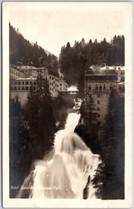 Bad Gastein Wasserfall Austria Waterfall Buildings Real Photo RPPC Postcard