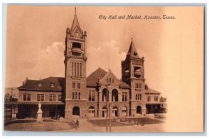 c1920's City Hall & Market Building Clock Tower Houston Texas Vantage Postcard