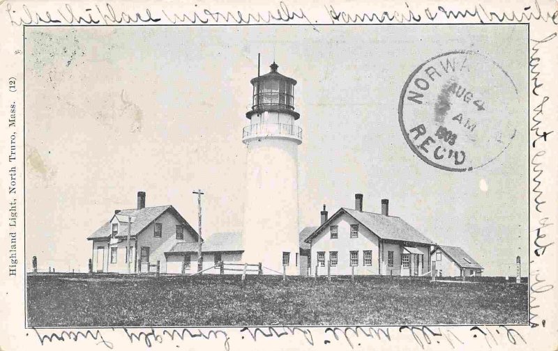 Highland Light Lighthouse North Truro Cape Cod Massachusetts 1903 postcard