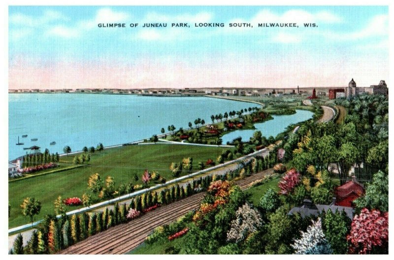 Lot 2 Juneau Park Milwaukee Wisconsin Linen Postcard