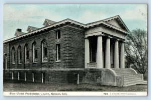 Grinnell Iowa IA Postcard First United Presbyterian Church Exterior 1910 Antique