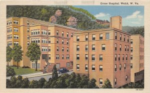 H84/ Welch West Virginia Postcard Linen Grace Hospital Building  120