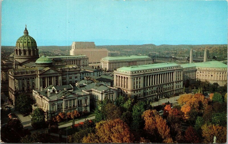 State Capitol Group Harrisburg PA Pennsylvania Aerial View VTG Postcard UNP WOB