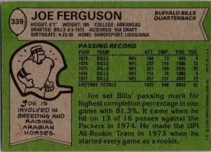 1978 Topps Football Card Joe Ferguson Buffalo Bills sk7066