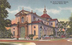 Postcard St Paul's Catholic Church Daytona Beach FL