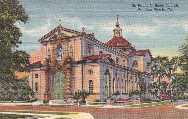 Postcard St Paul's Catholic Church Daytona Beach FL