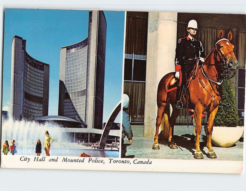 Postcard City Hall and Mounted Police, Toronto, Canada