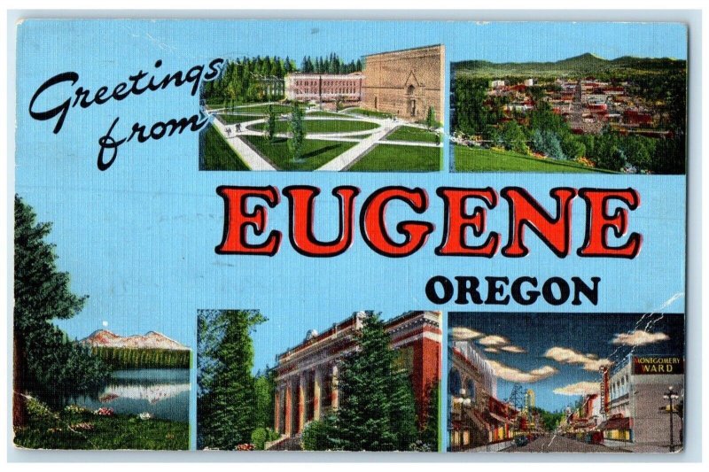 1949 Multi-Views Greetings From Eugene Oregon OR Vintage Antique Posted Postcard