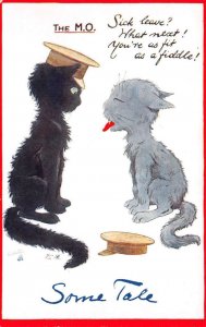 Greetings Some Tale Cat Pretending to be Sick Louis Wain Tuck Postcard AA70667