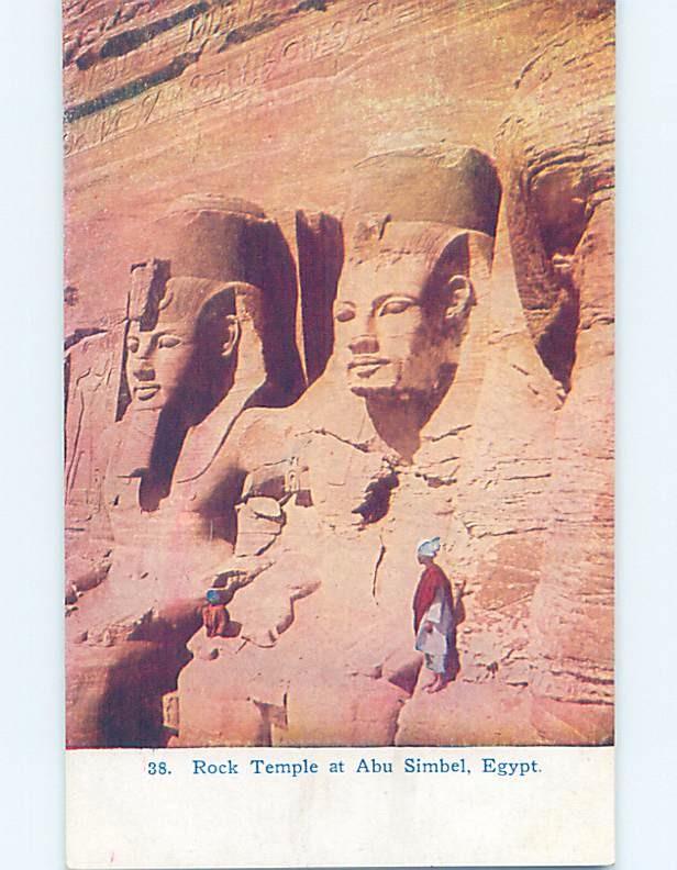 Unused Old Postcard ROCK TEMPLE AT ABU SIMBEL Aswan Governorate Egypt F5440