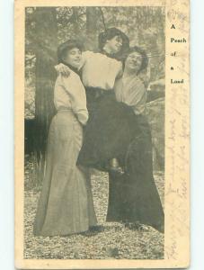 Pre-Linen TWO WOMEN CARRY ANOTHER WOMAN IN THE MIDDLE k7501