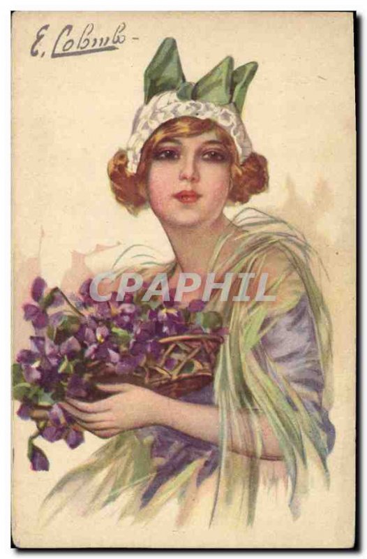 Old Postcard Fantasy Illustrator Woman Colombo