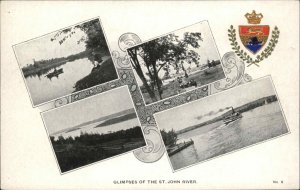 St. John River New Brunswick Crest Emblem Insignia c1900 Private Postcard Card