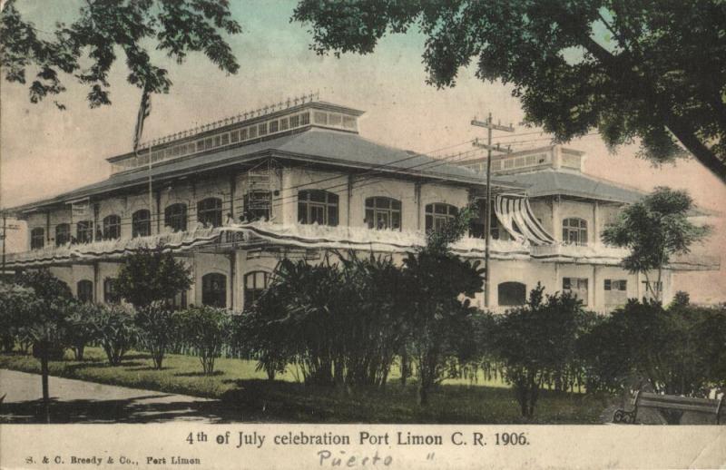 costa rica, C.A., PORT LIMON, 4th of July Celebration (1906) Postcard