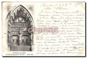 Postcard Old Cathedral of Reims Last Judgment Portal
