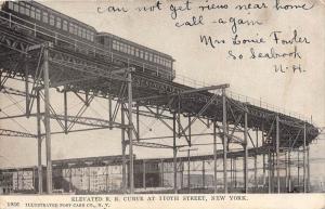 New York Manhattan     Elevated R.R. Curve at 110th Street