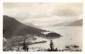 RPPC WRANGELL, ALASKA Birdseye Air View Vintage Photo Postcard ca 1940s