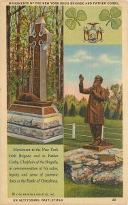 Postcard Pennsylvania Gettysburg Irish Brigade 1940s Marken Biefeld 23-8709