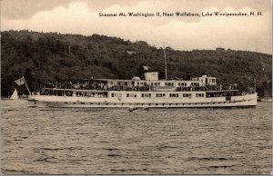 Vtg Steamer Mt Washington II near Wolfeboro Lake Winnipesaukee NH 1940s Postcard