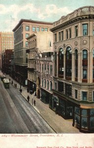 Vintage Postcard 1900's Westminster historic Street Providence Rhode Island RI