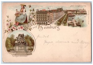 Germany Postcard Greetings from Hamburg 1894 Multiview Antique Unposted