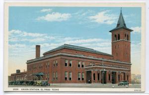 Union Station Railroad Train Depot El Paso Texas 1930s postcard
