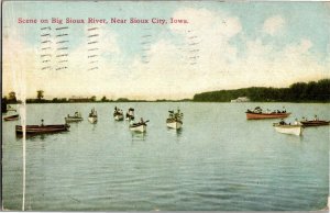 Rowboat on the Big Sioux River, Near Sioux City IA c1913 Vintage Postcard C29