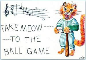 M-38017 Take Meow to the Ball Game Acrylic Painting by Nell K Vance Macon Geo...