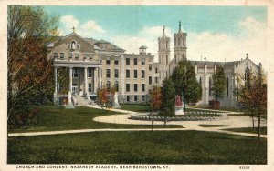 Vintage Postcard 1920's Church & Convent Nazareth Academy Bardstown Kentucky