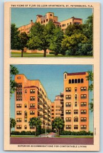 St Petersburg Florida FL Postcard Flori- De-Leon Apartments Inc Multiview 1940