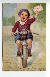 3156323 Boy POSTMAN Motorbike motorcycle by WF FIALKOWSKA old