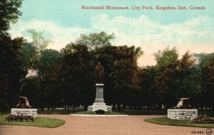 Ontario Canada, 1913 Macdonald Monument City Park Kingston Vintage Postcard