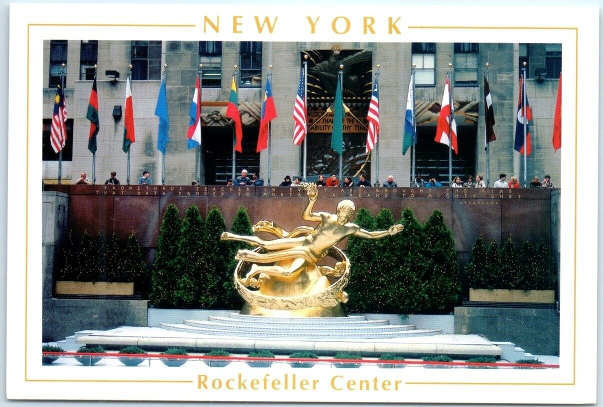 Postcard Ice Skating Rink Rockefeller Center Nyc New York Usa North America United States