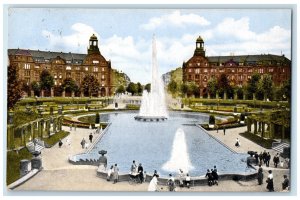 1926 View to Augustaanlage Friedrichsplatz Mannheim Germany Postcard