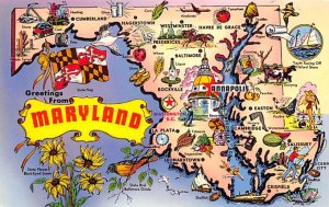 Greetings from Maryland, USA Map Unused 