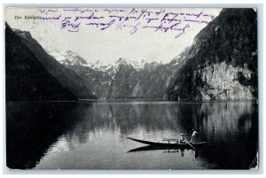 1914 Boat Canoeing Mountains Schönau am Königssee Germany Posted Postcard