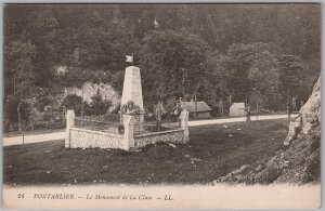 Pontarlier France Postcard Monument de La Cluse LL Sepia Antique H83