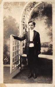 Cincinnati Ohio c1910 RPPC Real Photo Postcard Young Boy Belted Jacket