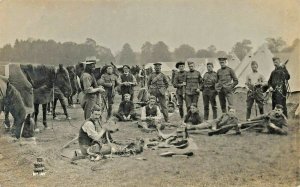 United Kingdom WWI Military Soldiers Ready To Embark Real Photo Postcard