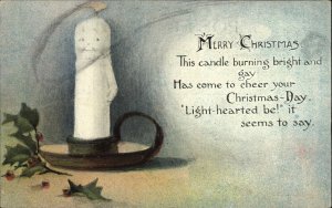Christmas Fantasy Anthropomorphic Candle c1910 Vintage Postcard