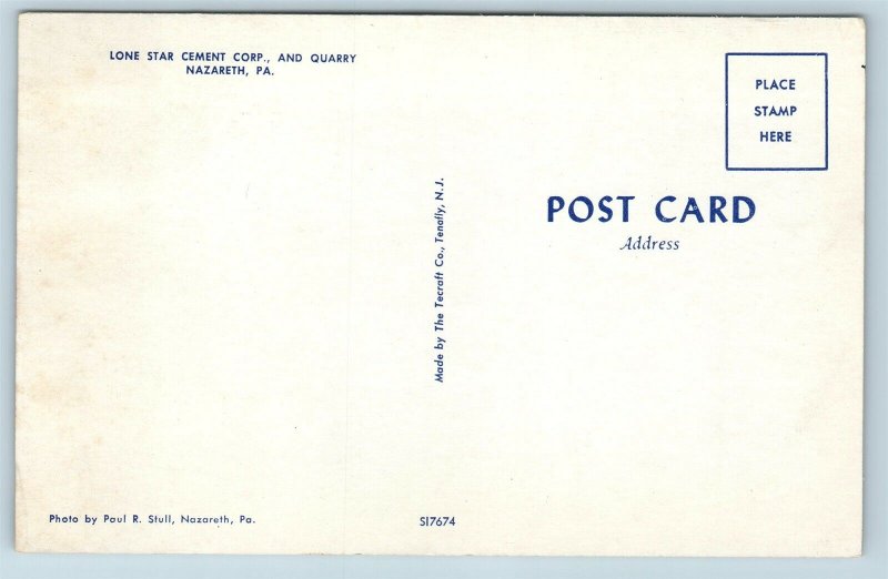 Postcard PA Nazareth Lone Star Cement Corporation Plant & Quarry c1950s U15