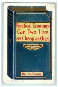 c1910's Book By Ida Know Practical Economy Can Two Live As Cheap As One Postcard 