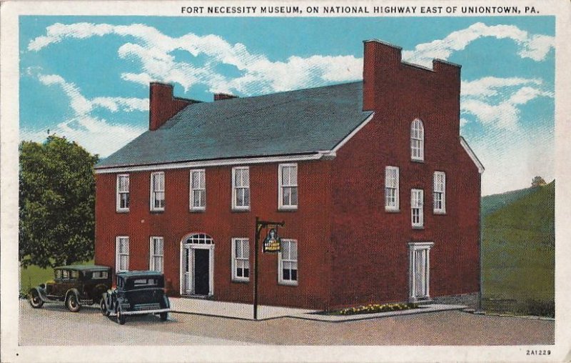 Postcard Fort Necessity Museum on National Highway East of Uniontown PA